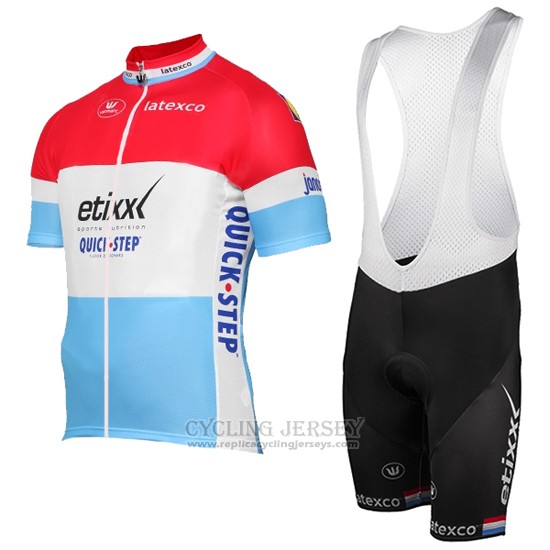 2017 Cycling Jersey Etixx Quick Step Champion Luxembourg Short Sleeve and Bib Short